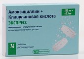 Купить амоксициллин+клавулановая кислота экспресс, таблетки диспергируемые 250мг+62,5мг, 14 шт в Дзержинске