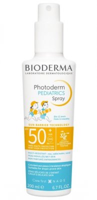 Купить bioderma photoderm рediatrics (биодерма фотодерм) спрей для лица и тела для детей солнцезащитный 200мл, spf50+ в Дзержинске