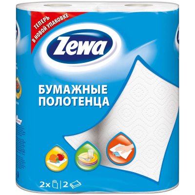 Купить полотенца бумажные zewa (зева) белые двухслойные, 2шт в Дзержинске