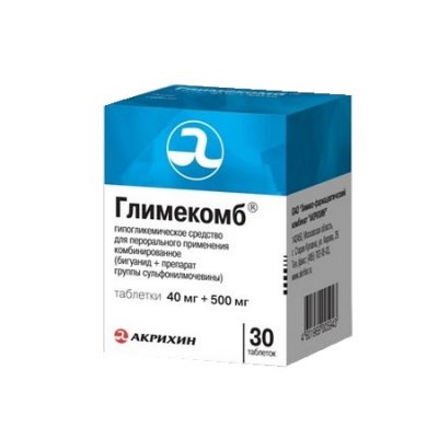 Купить глимекомб, тбл 40мг + 500мг №30 (акрихин хфк, россия) в Дзержинске