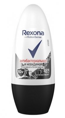 Купить rexona (рексона) антиперспирант-шарик антибактериальная+невидимая на черном и белом, 50мл в Дзержинске