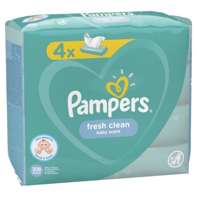 Купить pampers baby fresh clean (памперс) салфетки влажные, 52шт (в комплекте 4 упаковки) в Дзержинске
