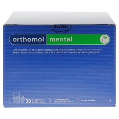 Купить orthomol mental (ортомол ментал), саше (порошок+капсулы 3шт), 30шт бад/на 30 дней в Дзержинске