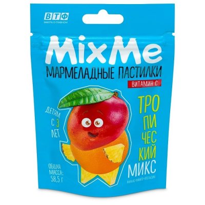 Купить mixme витамин с мармеладные пастилки со вкусом ананаса, манго и апельсина 58,5г бад в Дзержинске