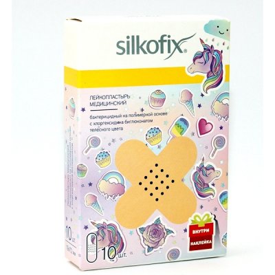 Купить silkofix (силкофикс) пластырь полимерная основа с хлоргексидином 1,9х7,2см, 10 шт единорог в Дзержинске