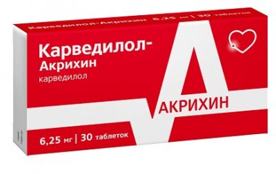 Купить карведилол-акрихин, таблетки 6,25мг, 30 шт в Дзержинске
