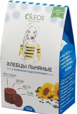 Купить oleos (олеос) хлебцы льняные с семенами подсолнечника, 100г в Дзержинске