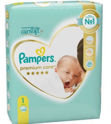 Купить pampers premium care (памперс) подгузники 1 для новорожденных 2-5кг, 66шт в Дзержинске