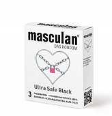 Купить masculan (маскулан) презервативы утолщенные черного цвета black ultra safe 3шт в Дзержинске