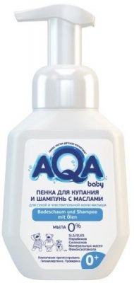Купить aqa baby (аква беби) пенка для купания и шампунь с маслами для сухой и чувствительной кожи, 250 мл в Дзержинске