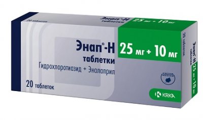 Купить энап-h, таблетки 25мг+10мг, 20 шт в Дзержинске