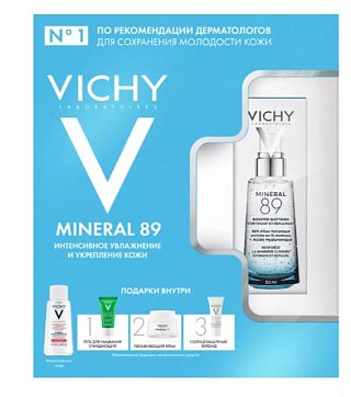 Vichy Mineral 89 (Виши) набор Набор Mineral 89 Интенсивное увлажнение и укрепление кожи: гель-сыворотка 50 мл + мицеллярная вода 100 мл + гель очищающий 15 мл + крем для всех типов кожи 15 мл + солнцезащитный флюид SPF 50+ 3 мл 