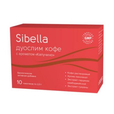 Купить sibella (сибелла) дуослим кофе с ароматом капучино, пакет-саше 2г, 10 шт бад в Дзержинске