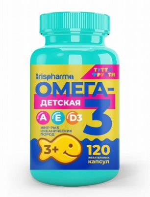 Купить ирисфарма (irispharma) омега-3, капсулы жевательные для детей со вкусом тутти-фрутти, 120 шт бад в Дзержинске