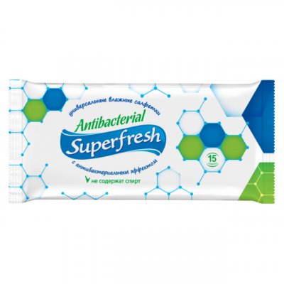 Купить superfresh (суперфреш) салфетки влажные антибактериальные 15шт в Дзержинске