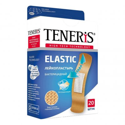 Купить пластырь teneris elastic (тенерис) бактерицидный ионы ag тканевая основа, 20 шт в Дзержинске
