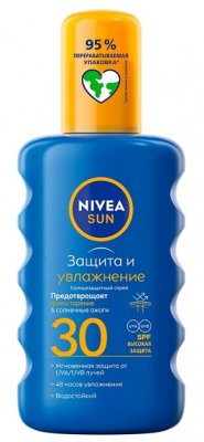 Купить nivea (нивея) sun спрей солнцезащитный защита и увлажнение, 200мл spf30 в Дзержинске