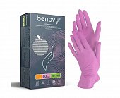 Купить перчатки benovy смотровые нитриловые нестерильные неопудрен текстурир с однократной хлорацией размер l 50 пар, розовые в Дзержинске