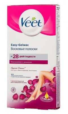 Купить veet easy-gelwax (вит) полоски восковые для тела с ароматом бархатной розы и эфирными маслами, 10 шт в Дзержинске