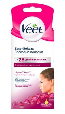 Купить veet easy-gelwax (вит) восковые полоски для лица с ароматом бархатной розы, 20 шт в Дзержинске
