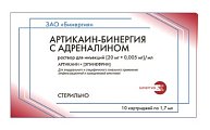 Купить артикаин-бинергия с адреналином, раствор для инъекций 20мг/мл+0,005мг/мл, картридж 1,7мл 10шт в Дзержинске