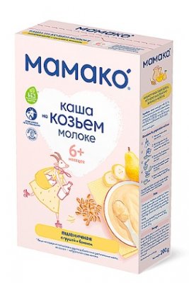 Купить мамако каша пшеничная с грушей и бананом на козьем молоке с 6 месяцев, 200г в Дзержинске