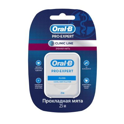 Купить oral-b (орал-би) зубная нить clinic line proexpert мятная, 25м в Дзержинске