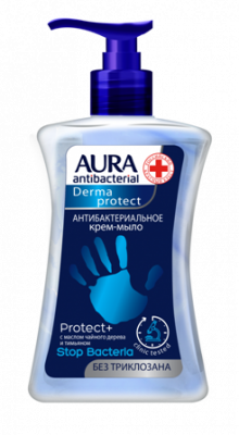 Купить aura (аура) дерма протект крем-мыло антибактериальное протект+ 250мл в Дзержинске
