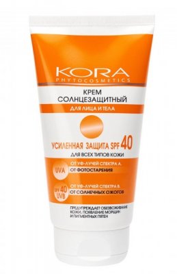 Купить kora (кора) солнцезащитный крем для лица и тела 150мл spf 40 в Дзержинске