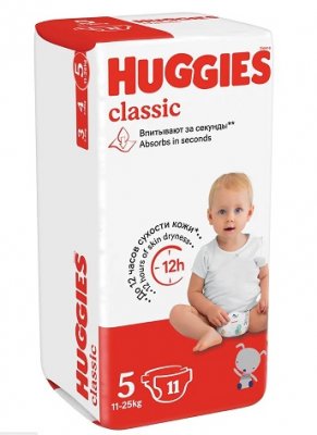 Купить huggies (хаггис) подгузники классик 5 11-25кг 11шт в Дзержинске