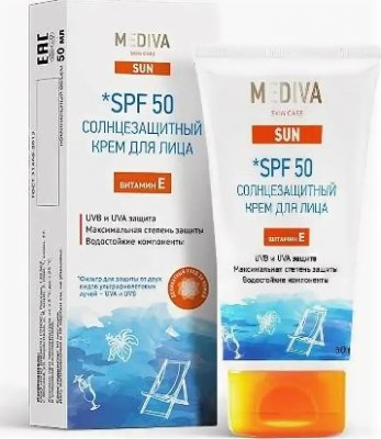 Купить mediva (медива) sun крем для лица солнцезащитный, 50мл spf50 в Дзержинске
