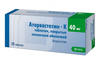 Купить аторвастатин-к, таблетки, покрытые пленочной оболочкой 40мг, 30 шт в Дзержинске