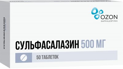 Купить сульфасалазин, таблетки, покрытые пленочной оболочкой 500 мг, 50 шт в Дзержинске