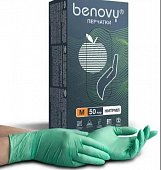 Купить перчатки смотровые benovy нитриловые нестерильные неопудренные хлорированные m 50 пар, зеленый в Дзержинске