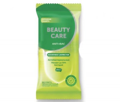 Купить bc beauty care (биси бьюти кэйр) салфетки влажные антибактериальные без спирта 20шт в Дзержинске