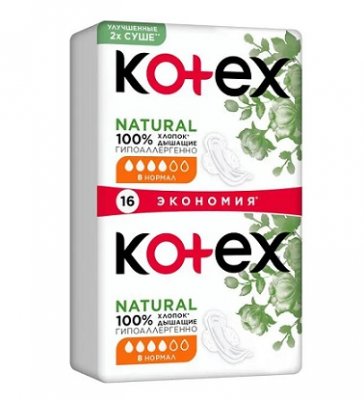 Купить kotex natural (котекс) прокладки нормал 16шт в Дзержинске