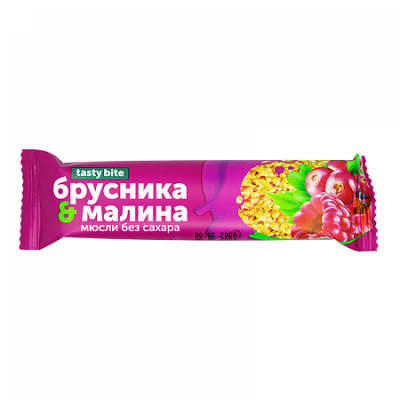 Купить мюсли тэсти байт батончик в йогурте, малина-брусника, 30г_бад в Дзержинске