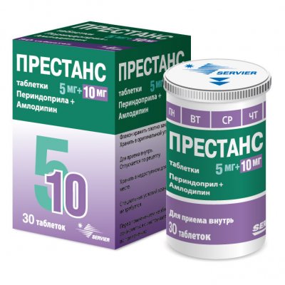 Купить престанс, таблетки 10мг (амлодипин)+5мг(периндоприл), 30 шт в Дзержинске