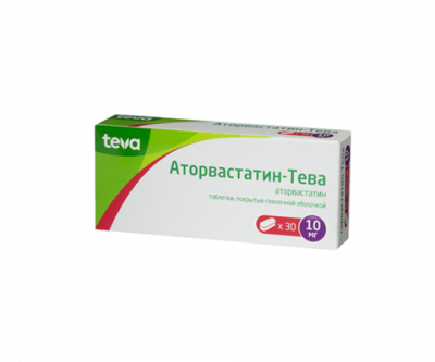 Купить аторвастатин-тева, таблетки, покрытые пленочной оболочкой 10мг, 30 шт в Дзержинске