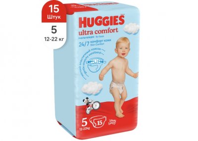 Купить huggies (хаггис) подгузники ультра комфорт для мальчиков 12-22кг 15шт в Дзержинске