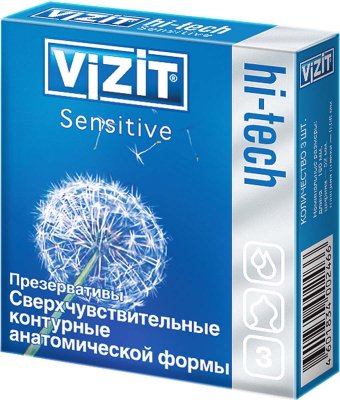 Купить vizit (визит) презервативы hi-tech sensitive сверхчувствительные 3шт в Дзержинске