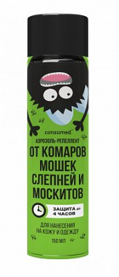 Купить репеллент от комаров, слепней и мошек консумед (consumed), аэрозоль 150мл в Дзержинске