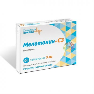 Купить мелатонин-сз, таблетки, покрытые пленочной оболочкой 3мг, 60 шт в Дзержинске