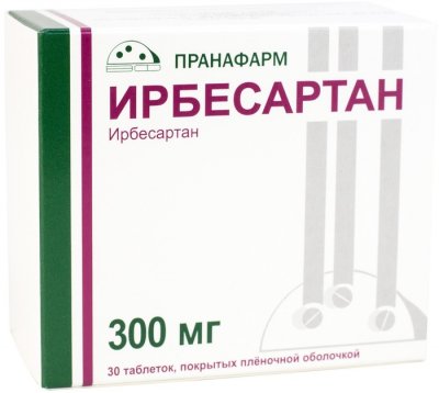 Купить ирбесартан, таблетки, покрытые пленочной оболочкой 300мг, 30 шт в Дзержинске