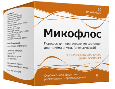 Купить микофлос, порошок для приготовления суспензии для приема внутрь, апельсиновый, пакетики 5г, 20 шт в Дзержинске