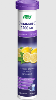 Купить витамин с 1200мг эвалар, таблетки шипучие 3,8г, 20 шт бад в Дзержинске