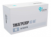Купить тикагрелор, таблетки покрытые пленочной оболочкой 90 мг, 56 шт в Дзержинске