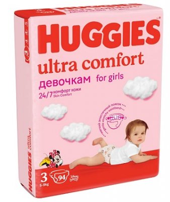 Купить huggies (хаггис) подгузники ультра комфорт для девочек, 5-9кг 94 шт в Дзержинске