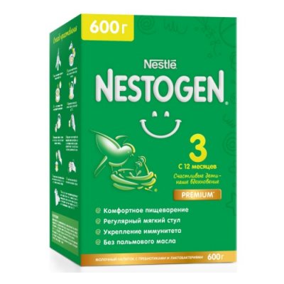 Купить nestle nestogen premium 3 (нестожен) сухая молочная смесь с 12 месяцев, 600г в Дзержинске