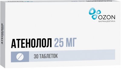 Купить атенолол, таблетки, покрытые пленочной оболочкой 25мг, 30 шт в Дзержинске